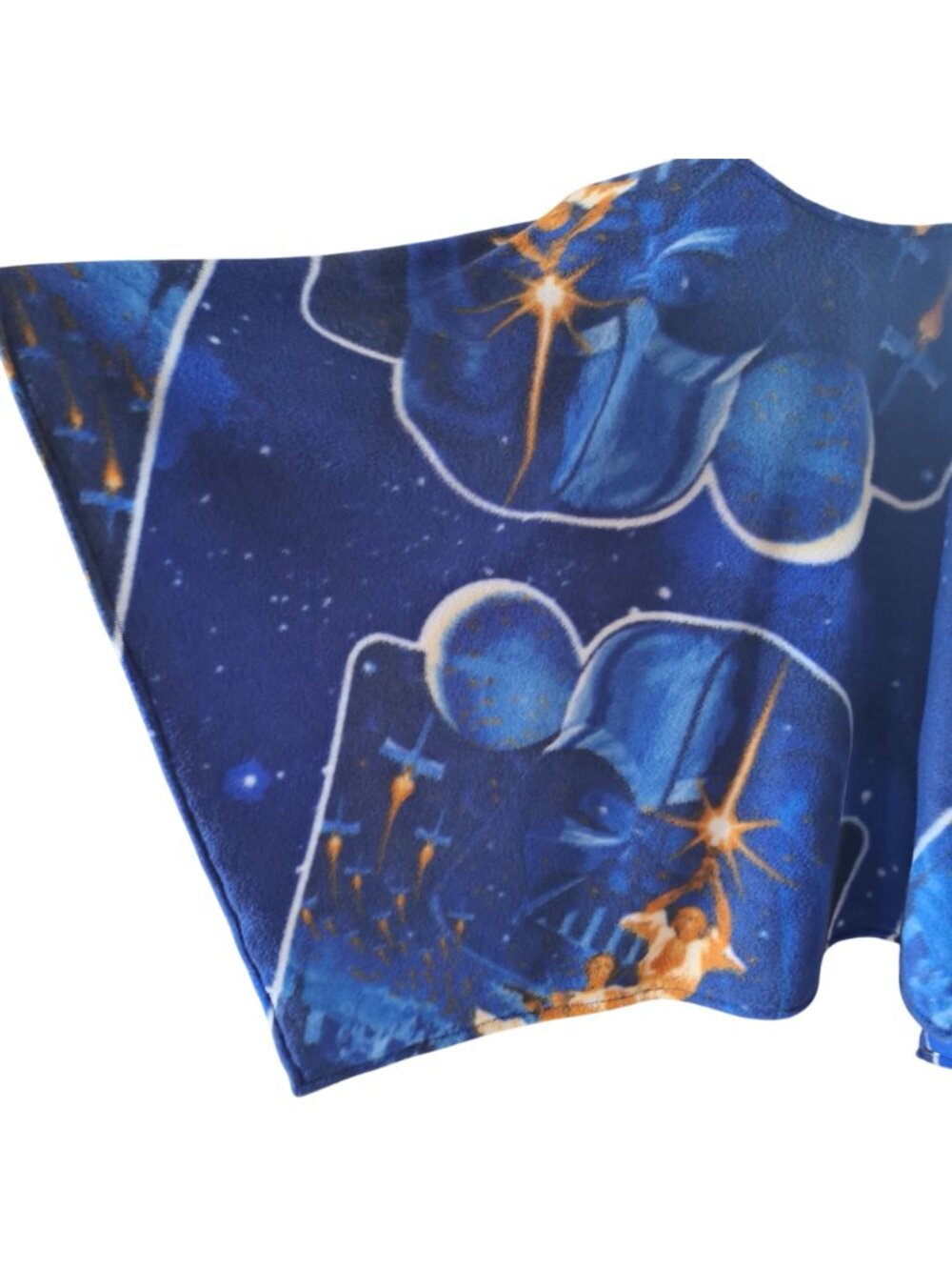 Original Star Wars Fleece Handmade Poncho Blue Orange Lightweight - Picture 9 of 11
